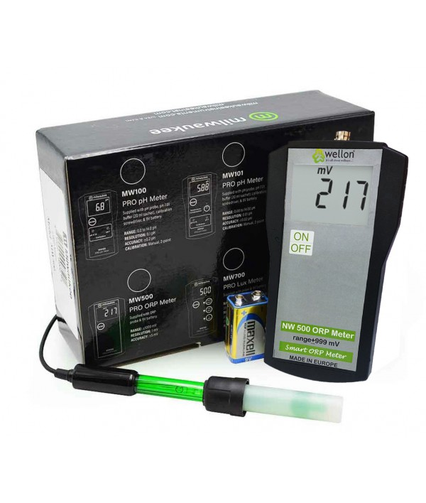 Wellon NW500 LED Economy Portable ORP Meter with Platinum Electrode, +/-1000mV and 1mV Resolution and +/-5mV Accuracy